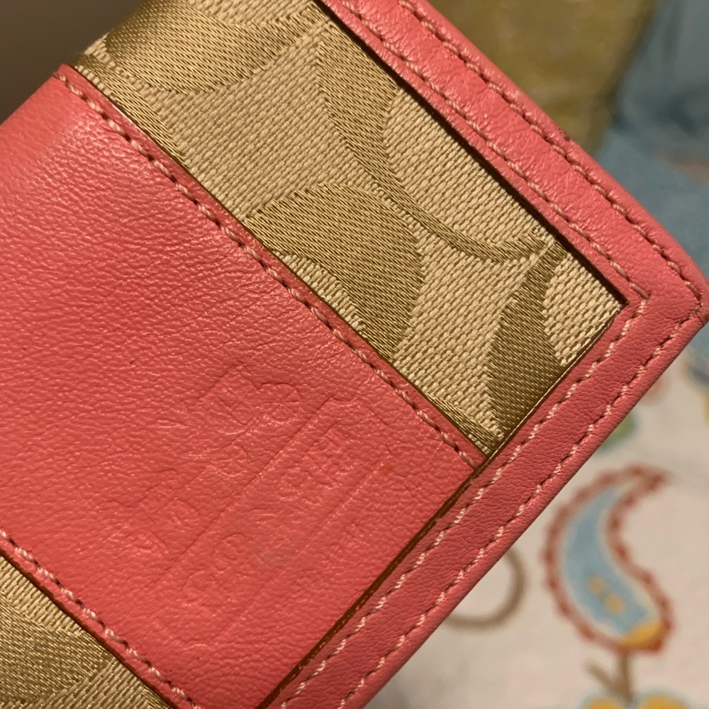 Coach Pink and Tan Women's Wallet - Picture 2 of 11